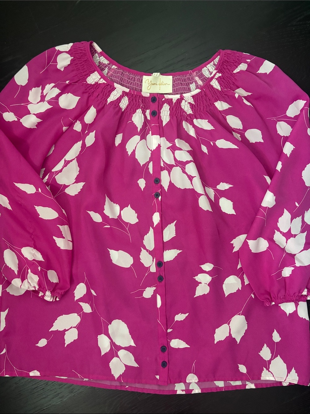 Yumi Kim Magenta and White Floral Button-Front Blouse